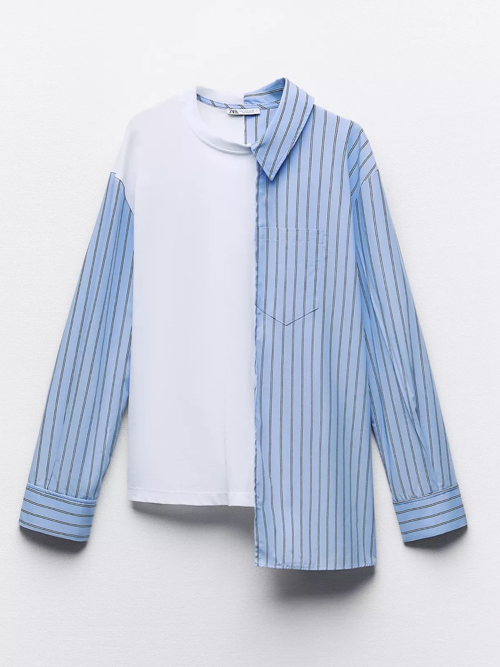 Zara MIXED POPLIN T-SHIRT